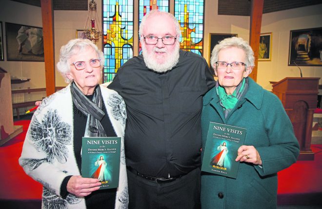 Fr Eamonn Kelly with his two sisters, Una Erskine and Bernadette Meehan.