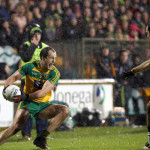 Michael Murphy, Donegal in possession as Justin McMahon, Tyrone closes in. Photo: Donna El Assaad