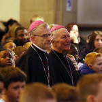 Bishop Alan McGuckian (left) with the man he replaced, Bishop Philip Boyce.