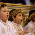 James McDonagh, Biazej Bernat and Jamie Banlawee looking angelic at the Scoil Cholmcille National School Carol Service in the Cathedral on Wednesday afternoon. Photo: Donna El Assaad