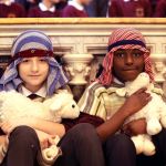 Shepards with their lambs Dominic Aleliunas and Noah Abu at the Scoil Cholmcille National School Carol Service in the Cathedral on Wednesday afternoon. Photo: Donna El Assaad