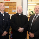 Dermot Brady, Senior Assistant Chief Fire Officer, Fr Rory Brady and Gary Martin, Director of Emergency Services at the unveiling and blessing of the new Fire Engine at Milford Fire Station on Friday.