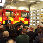 Minister for State, Joe McHugh speaking at the unveiling and blessing of the new Fire Engine at Milford Fire Station on Friday.
