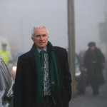 Former Fianna Fail TD Dr James McDaid attending the funeral of Paddy Harte OBE.