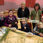 Mmbers of the Parke and Rhys families including Lily, Grace, Caoimhe and Jonathan with Geraldine McKelvey and Mary Rose Sheridan from Letterkenny CDP serving the irish stew.