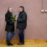 Crosses to bear... Cllr. Jimmy Kavanagh, Mayor of Letterkenny and Cllr. Gerry McMonagle, Mayor of Donegal at the Letterkenny CDP St. Brigid Cross making evening in Trinity Hall, Letterkenny, on Wednesday night.