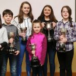Cup winners at the recent Keegan School of Speech and Drama feis in Colaiste Ailigh. Left to right, Muireann McGee, Patrick Carr, Megan Kernohan, Caoimhe Roche, Riona McFadden, Siobhan O'Brien and front, Muirean Kennedy.