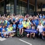 Fr. Tony Coote with supporters before setting off from Letterkenny on Tuesday morning.