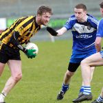 The late John Harley (centre) and Mark Harley of Cloughaneely in action against Ross Wherity, St Eunan's.