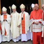 Fr Michael McGuckian, Bishop Philip Boyce, Bishop Emeritus of Raphoe, Archbishop Eamon Martin, Archbishop of Armagh and Primate of All Ireland, Bishop Noel Treanor, Bishop of Down and Connor, Cardinal Séan Brady, Archbishop Emeritus of Armagh and Fr Bernard McGuckian. Photo: Donna El Assaad