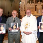 Golden Jubilarians Michael Keane, Letterkenny, Seamus McBride, Convoy and Greg Sullivan, Letterkenny who received gold pins at the presentation in St. Eunan's Cathedral on Tuesday night from Fr. Eamon Kelly, spiritual director, Donegal PTAA.